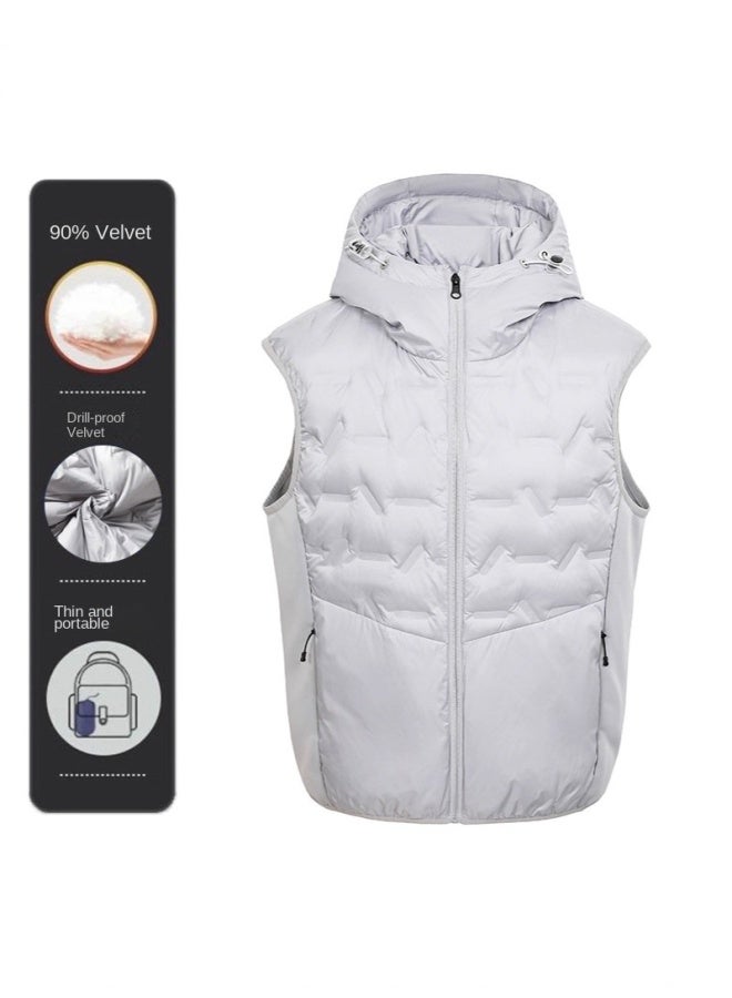 Winter Functional Style Solid Color Lightweight Down Vest Unisex Loose Down Jacket Top - Image 4