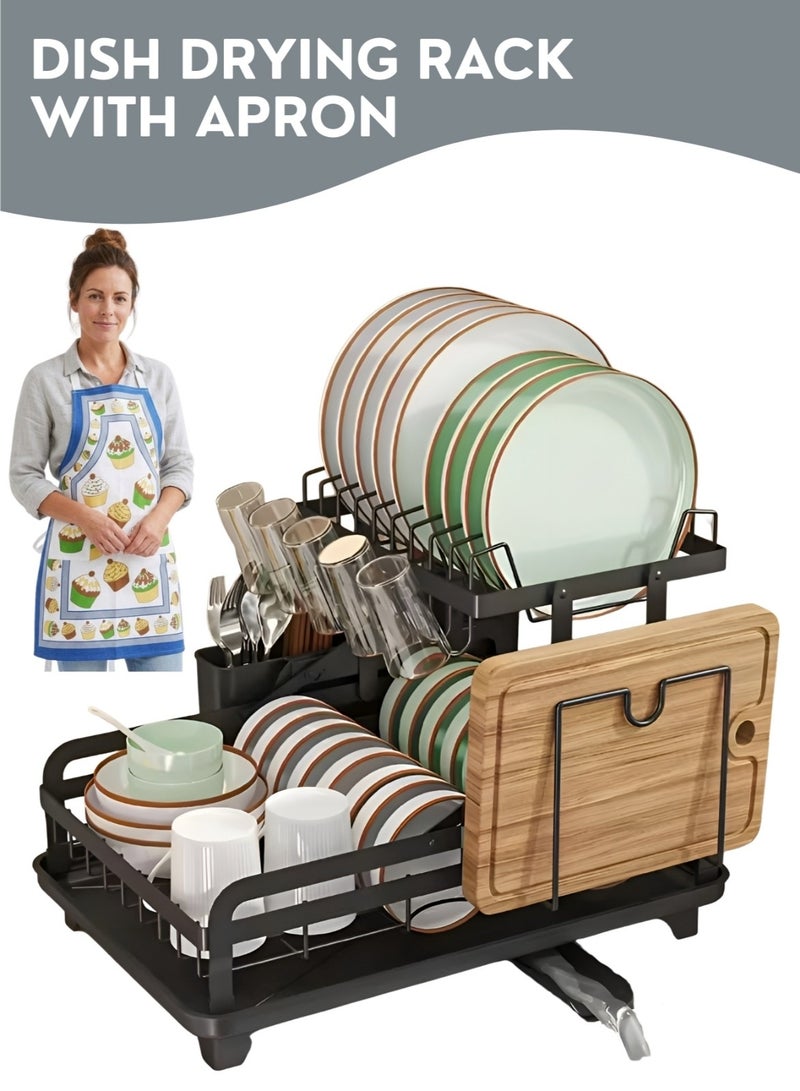 Dish Drying Rack with Drain Tray & Cutlery Holder – Countertop Kitchen Dish Drainer Stand, Space Saving Plate & Bowl Organizer, Rust Resistant Over Sink Dish Rack for Kitchen Counter - Image 1