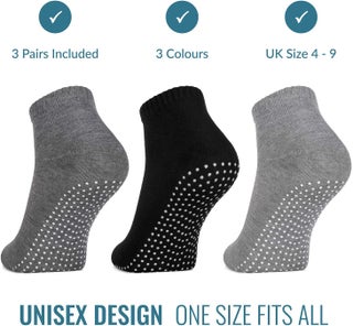 Womens 3 Pack Grip Socks Grip Socks- Light Grey - view 2