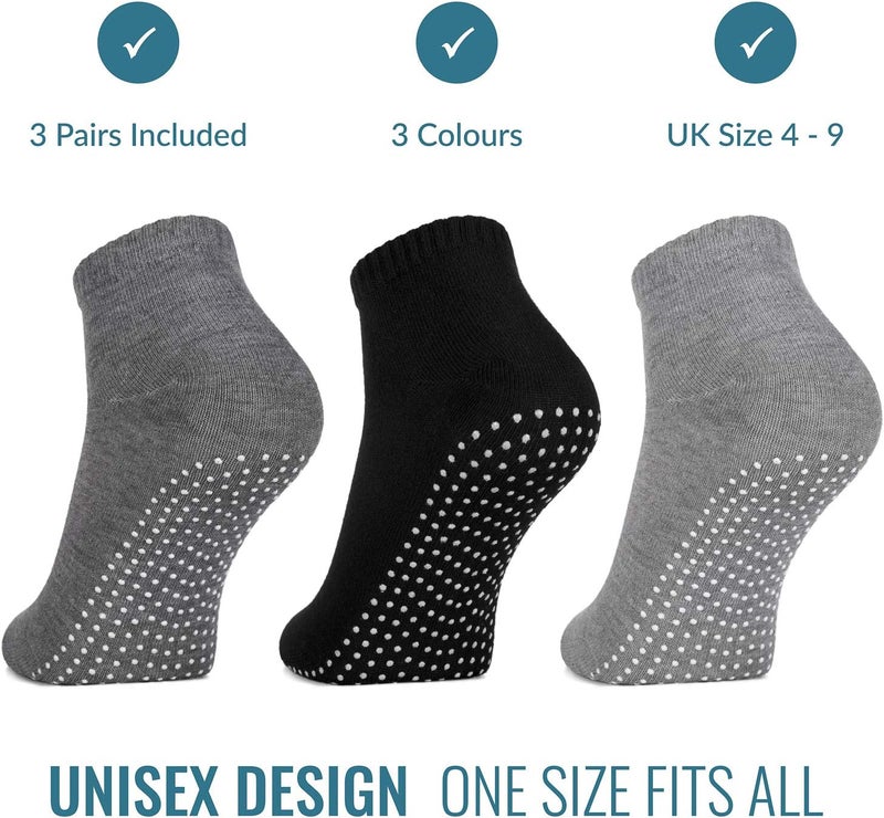 Cyber Womens 3 Pack Grip Socks Grip Socks- Light Grey - Image 2