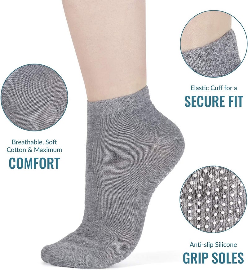 Cyber Womens 3 Pack Grip Socks Grip Socks- Light Grey - Image 4
