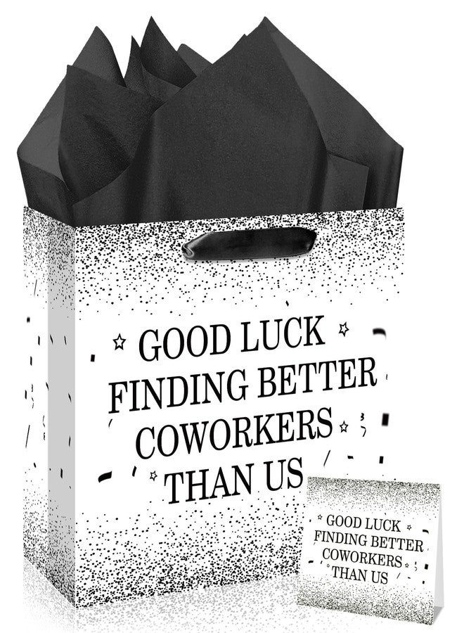 Wayyogh Farewell Going Away Party Decorations,Black White Good Luck Finding Better Coworkers Than Us Gift Bags with Wrapping Paper for We Will Miss You,Coworker Leaving,Retirement,Goodbye Party Supplies Decor - Image 1