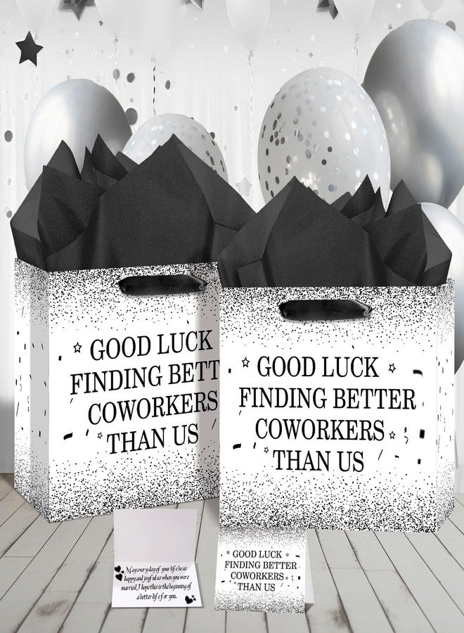 Wayyogh Farewell Going Away Party Decorations,Black White Good Luck Finding Better Coworkers Than Us Gift Bags with Wrapping Paper for We Will Miss You,Coworker Leaving,Retirement,Goodbye Party Supplies Decor - Image 2