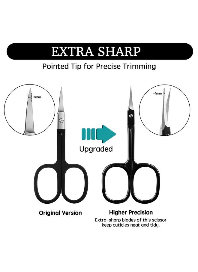 Velodios - Professional Cuticle Scissors Extra Fine For Women And Men, Upgraded Curved Precise Pointed Tip Grooming Scissors For Trimming Eyebrow, Eyelash, Trim Nail And Dry Skin (Black) - Image 1