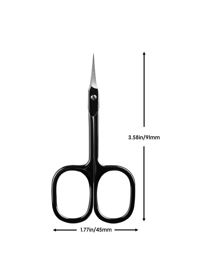 Velodios - Professional Cuticle Scissors Extra Fine For Women And Men, Upgraded Curved Precise Pointed Tip Grooming Scissors For Trimming Eyebrow, Eyelash, Trim Nail And Dry Skin (Black) - Image 1