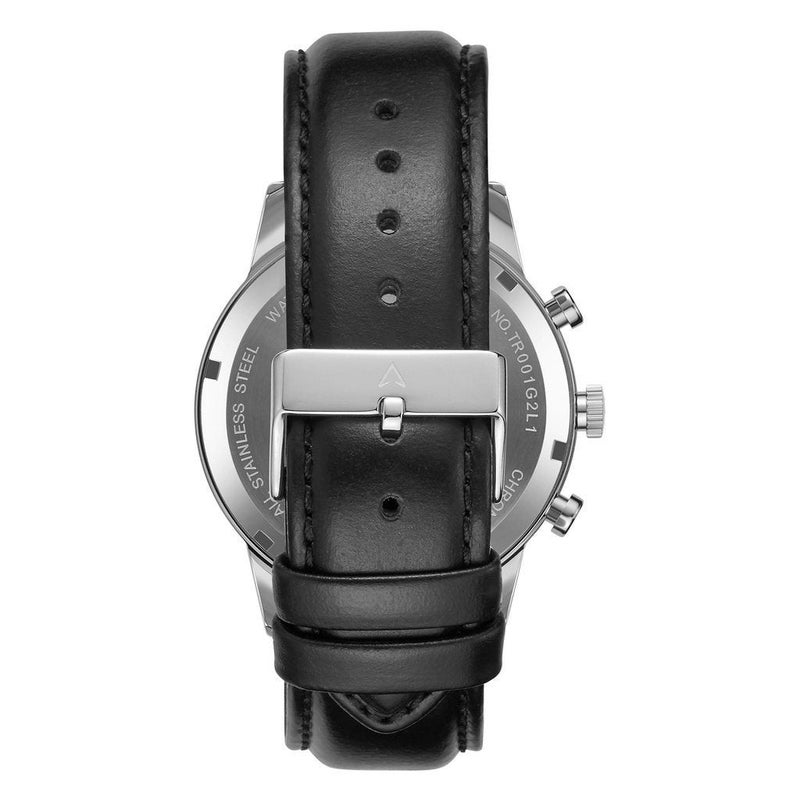 TRNDA MEN'S STAINLESS STEEL TIMEPIECE - ELEGANT SILVER & BLACK LEATHER FASHION WATCH - Image 5