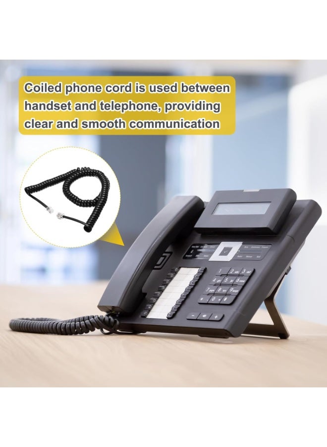 CABLE CONV Telephone Receiver Spiral Cable 1.5M Black (2Pcs) – RJ9/RJ11 Handset Cord Replacement for Landline Phones | Coiled Telephone Handset Cable - Image 2