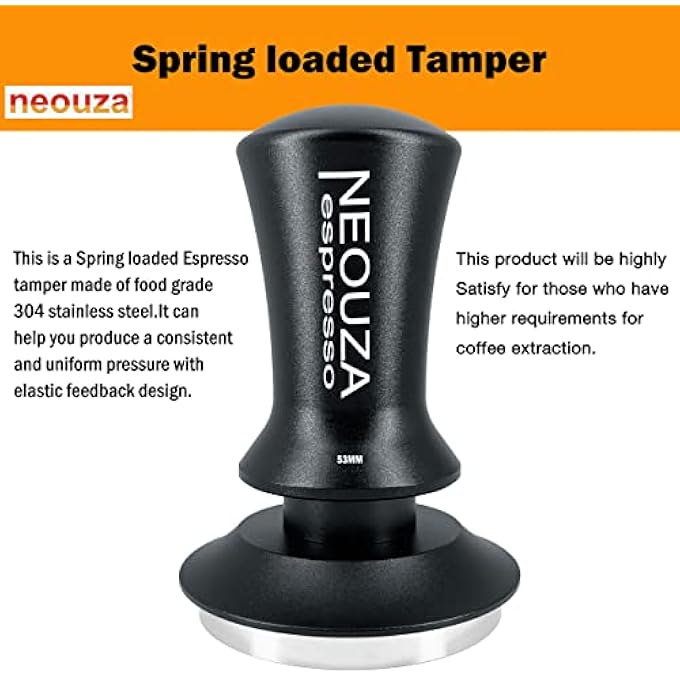 NEOUZA Espresso Tamper 515358Mm Calibrated Pressure For Coffee Machine Accessories ToolAntiStick SelfLevelingRefined HandleStainless Steel Flat Base 58Mm Matte Black - Image 4