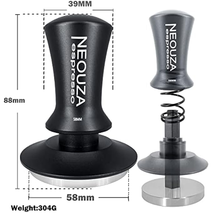 NEOUZA Espresso Tamper 515358Mm Calibrated Pressure For Coffee Machine Accessories ToolAntiStick SelfLevelingRefined HandleStainless Steel Flat Base 58Mm Matte Black - Image 2
