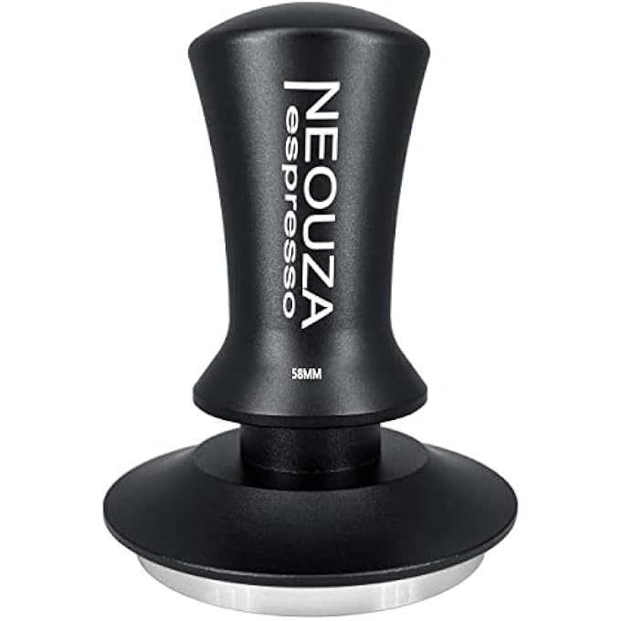 NEOUZA Espresso Tamper 515358Mm Calibrated Pressure For Coffee Machine Accessories ToolAntiStick SelfLevelingRefined HandleStainless Steel Flat Base 58Mm Matte Black - Image 1