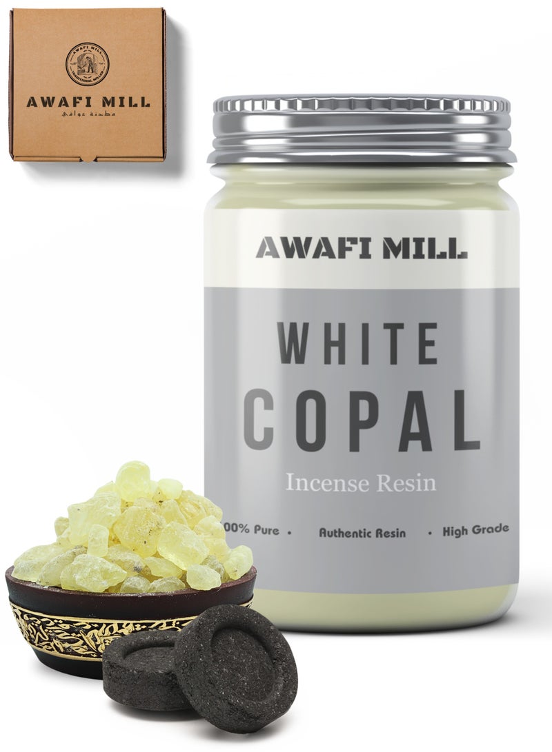 Awafi Mill White Copal Premium Incense Resin | Fresh Citrus, Mint and Forest Aroma with Charcoal Tablet  - Image 1