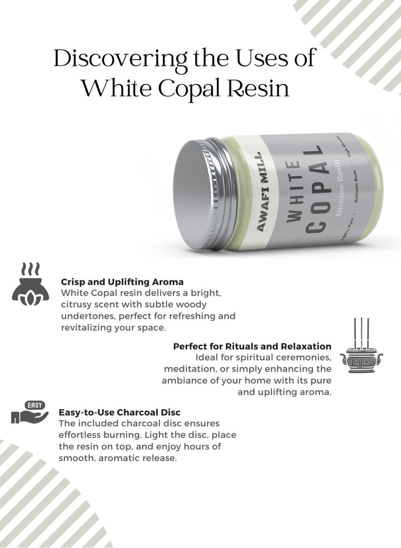 Awafi Mill White Copal Premium Incense Resin | Fresh Citrus, Mint and Forest Aroma with Charcoal Tablet  - Image 2