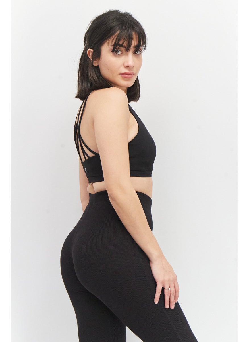 Cotton On Body Women Plain Padded Sports Crop Bra, Black  - Image 4