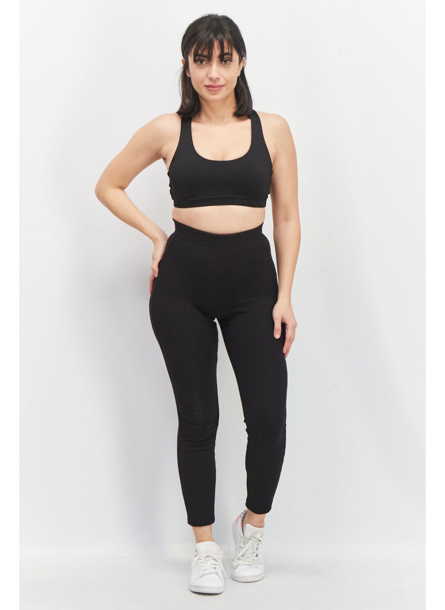 Cotton On Body Women Plain Padded Sports Crop Bra, Black  - Image 2