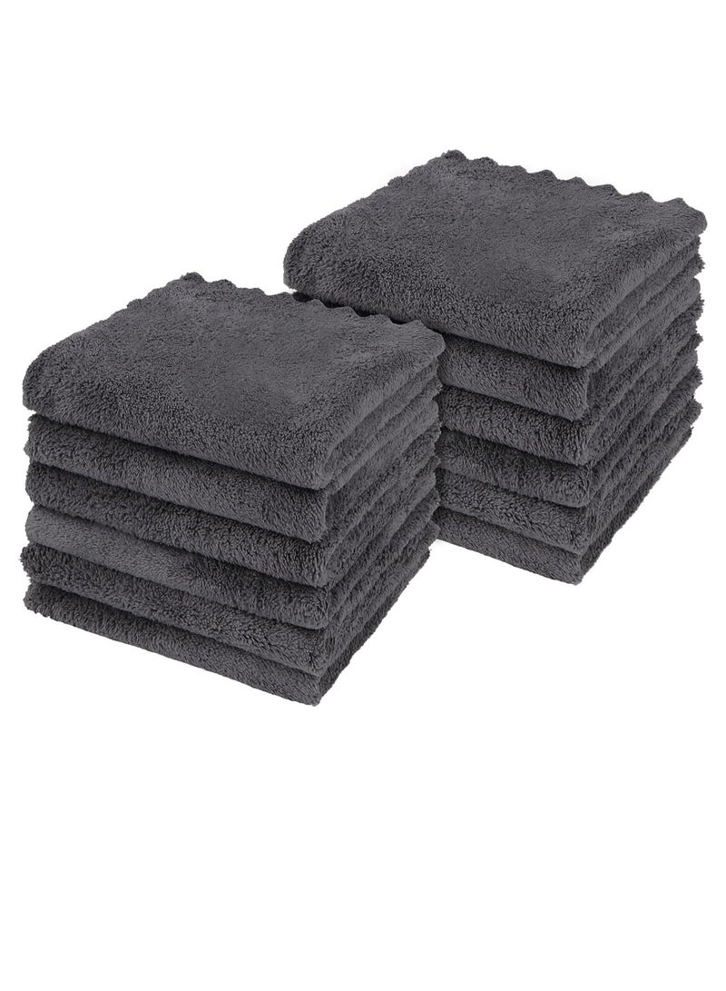 Orighty Ultra Soft Washcloths 12 Pack, Premium Microfiber Towel Sets 12 x 12 inches, Absorbent and Quick Drying Coral Velvet Washcloth, Multi-Purpose Wash Cloths for Bathroom, Hotel, and Gym (Grey) - Image 1