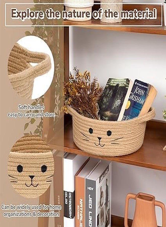 RUGSZONE GOODIE® -Small Cat Storage Basket, Black Cute Basket for Toys, Dog Toy Basket, Woven Rope Basket for Organizing, Empty Gift Basket for Baby, Black, 9.8 x 4 inches (brown, 9x4) - Image 3