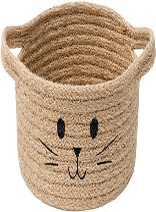 RUGSZONE GOODIE® -Small Cat Storage Basket, Black Cute Basket for Toys, Dog Toy Basket, Woven Rope Basket for Organizing, Empty Gift Basket for Baby, Black, 9.8 x 4 inches (brown, 9x4) - Image 1