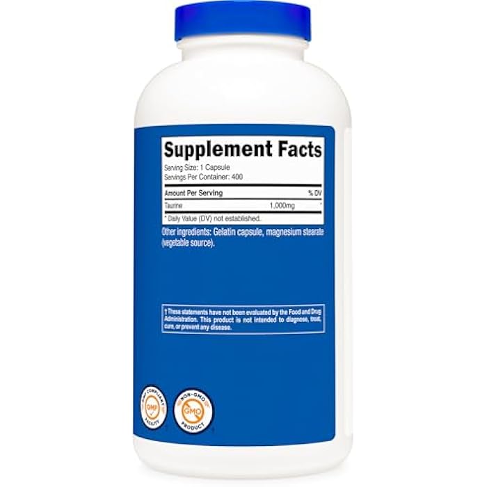 Nutricost Taurine 1000mg, 400 Capsules - Image 5