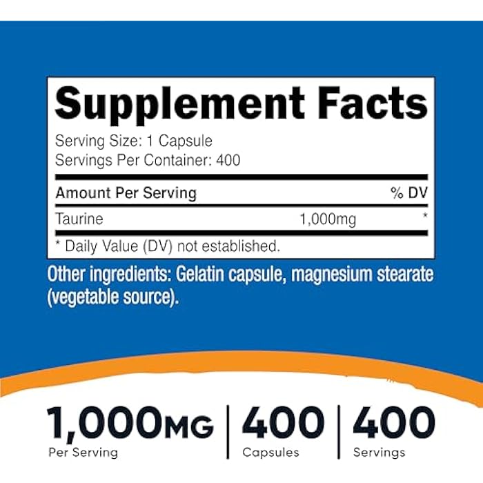 Nutricost Taurine 1000mg, 400 Capsules - Image 2