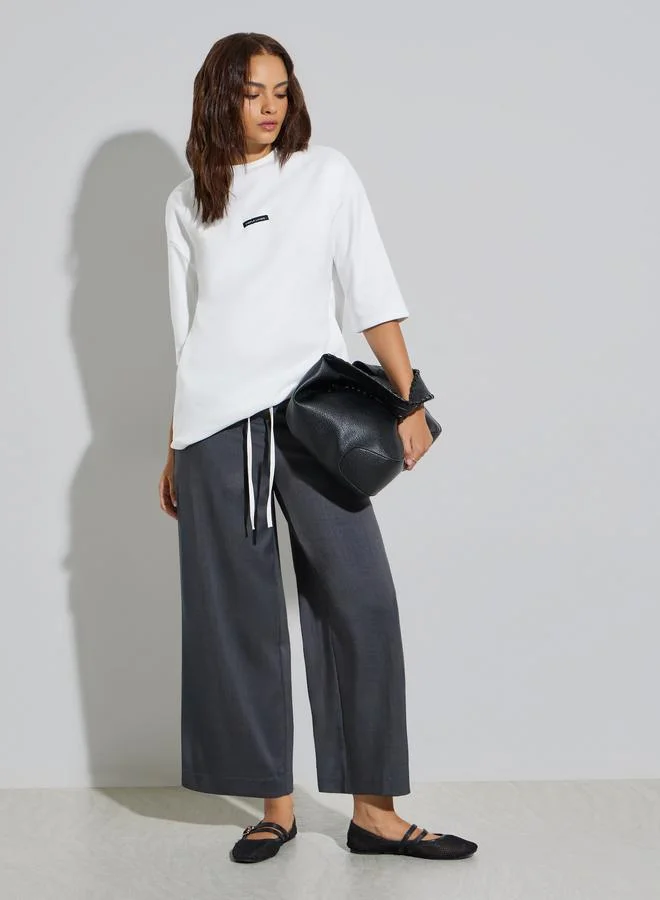 Styli Oversized Slogan Patch Detail Longline T-Shirt