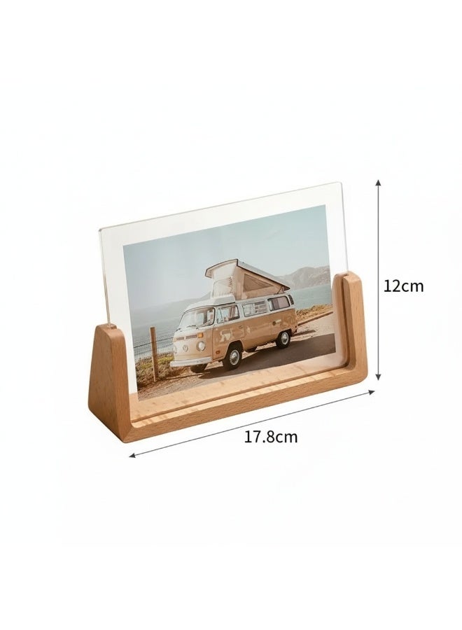 2-Pack Wooden Picture Frame (12x17.8cm) – Solid Wood Base & High-Transparency Acrylic Cover | Horizontal/Vertical Tabletop Home Decor Photo Frame - Image 2