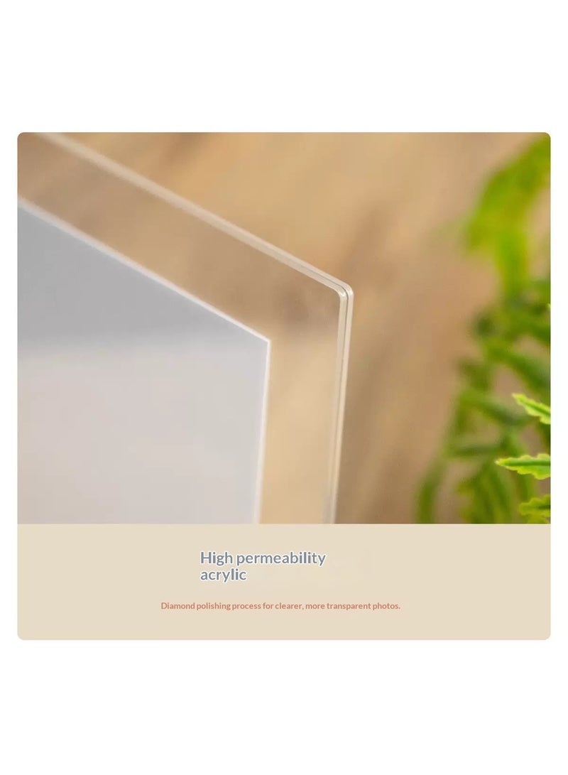 2-Pack Wooden Picture Frame (12x17.8cm) – Solid Wood Base & High-Transparency Acrylic Cover | Horizontal/Vertical Tabletop Home Decor Photo Frame - Image 3