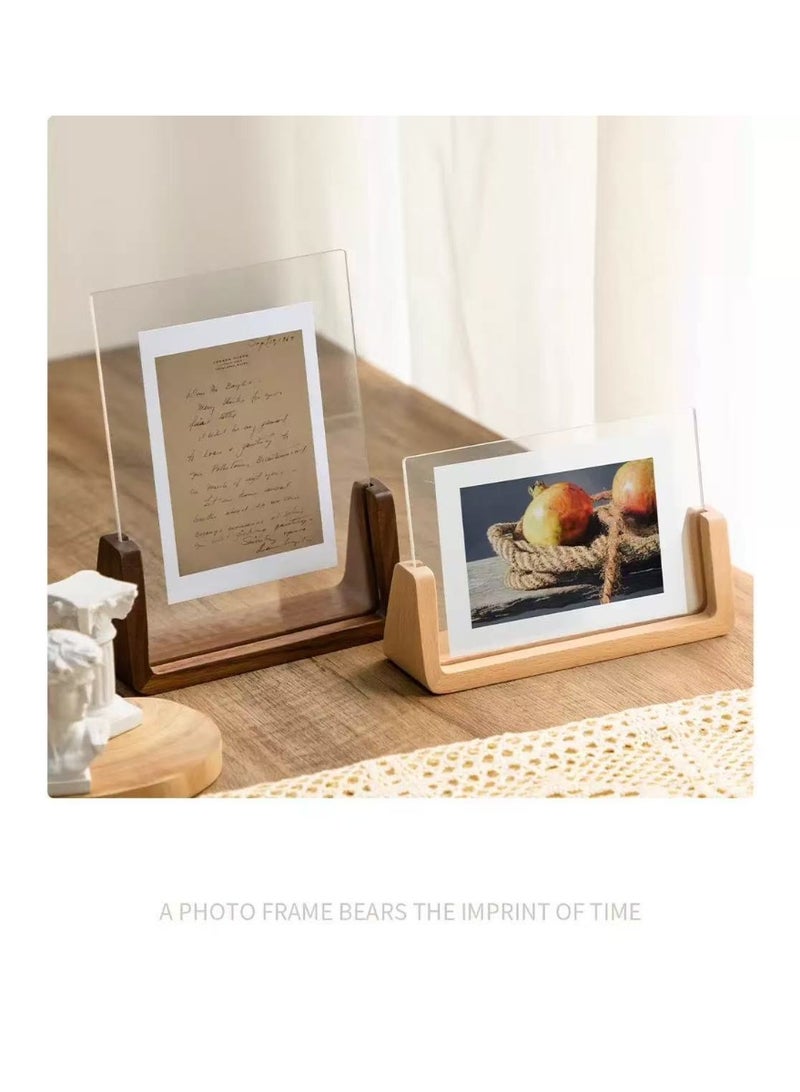 2-Pack Wooden Picture Frame (12x17.8cm) – Solid Wood Base & High-Transparency Acrylic Cover | Horizontal/Vertical Tabletop Home Decor Photo Frame - Image 4
