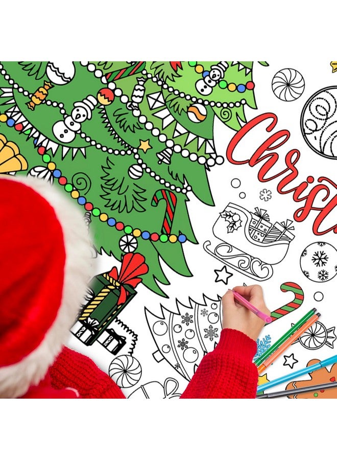 Whaline Merry Christmas Giant Coloring Poster 31.4 x 43.3 Inch Decorative Xmas Tree DIY Drawing Blank Doodle Art Banner for Classroom Home School Crafts - Image 4