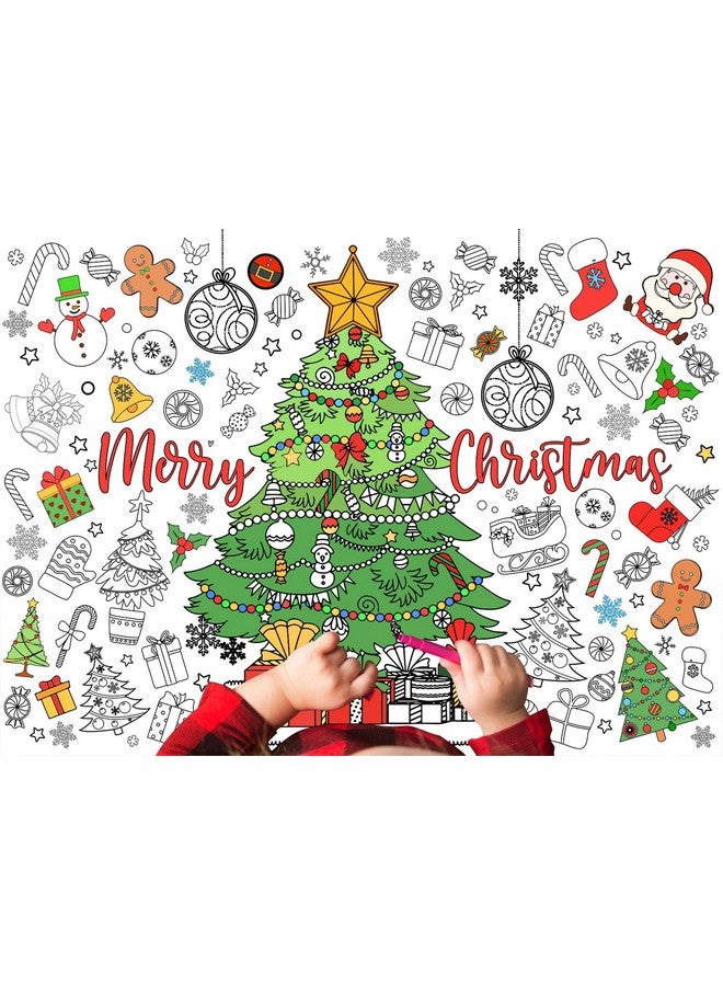 Whaline Merry Christmas Giant Coloring Poster 31.4 x 43.3 Inch Decorative Xmas Tree DIY Drawing Blank Doodle Art Banner for Classroom Home School Crafts - Image 1