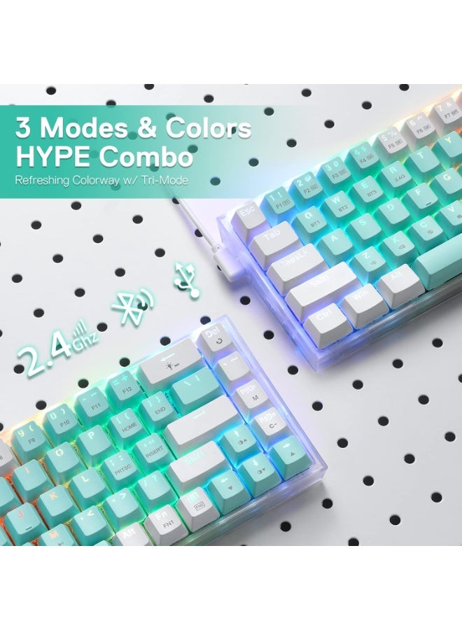 ريدراجون لوحة مفاتيح الألعاب K631 CASTOR PRO 60% 3 أوضاع لاسلكية RGB، 68 مفتاحًا، لوحة مفاتيح ميكانيكية مدمجة قابلة للتبديل السريع مع مقبس PCB حر التعديل ولوحة شفافة، مفتاح باندا مخصص - Image 4