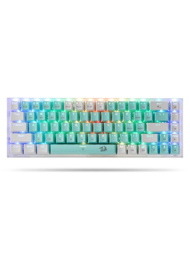 ريدراجون لوحة مفاتيح الألعاب K631 CASTOR PRO 60% 3 أوضاع لاسلكية RGB، 68 مفتاحًا، لوحة مفاتيح ميكانيكية مدمجة قابلة للتبديل السريع مع مقبس PCB حر التعديل ولوحة شفافة، مفتاح باندا مخصص - Image 2