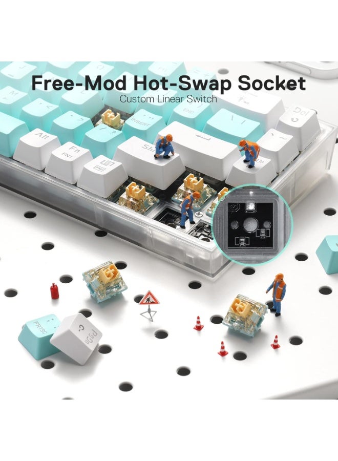 ريدراجون لوحة مفاتيح الألعاب K631 CASTOR PRO 60% 3 أوضاع لاسلكية RGB، 68 مفتاحًا، لوحة مفاتيح ميكانيكية مدمجة قابلة للتبديل السريع مع مقبس PCB حر التعديل ولوحة شفافة، مفتاح باندا مخصص - Image 5