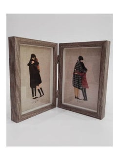 Foldable Wooden Photo Frame:Versatile Display Solution for Cherished Memories (2 photos) (Grey)