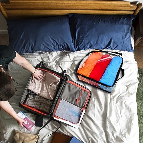Hlimior 10 Pieces Large Clear Travel Packing Cube ，Clear Vinyl Zippered Storage Bags See Through Moving Bag Plastic Storage Bags PVC Multipurpose Pouch with Handle for Sweater Shirts Dress Storage - Image 4