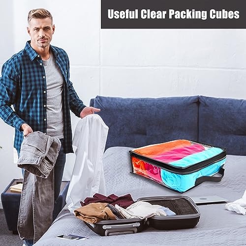 Hlimior 10 Pieces Large Clear Travel Packing Cube ，Clear Vinyl Zippered Storage Bags See Through Moving Bag Plastic Storage Bags PVC Multipurpose Pouch with Handle for Sweater Shirts Dress Storage - Image 5