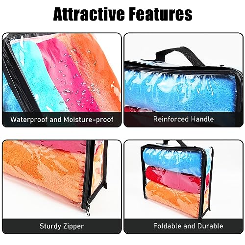 Hlimior 10 Pieces Large Clear Travel Packing Cube ，Clear Vinyl Zippered Storage Bags See Through Moving Bag Plastic Storage Bags PVC Multipurpose Pouch with Handle for Sweater Shirts Dress Storage - Image 3