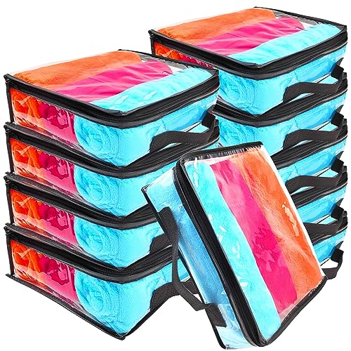 Hlimior 10 Pieces Large Clear Travel Packing Cube ，Clear Vinyl Zippered Storage Bags See Through Moving Bag Plastic Storage Bags PVC Multipurpose Pouch with Handle for Sweater Shirts Dress Storage - Image 1