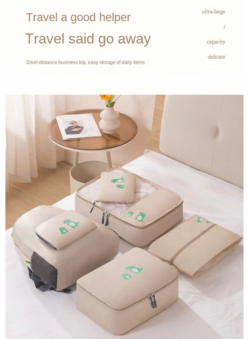 طقم تخزين كرتوني للسفر مكون من 5 قطع مع وظيفة حقيبة ظهر - حقيبة شبكية، حقيبة أحذية، حقيبة ظهر، حقيبة ملابس داخلية، جيب برباط - قماش أكسفورد - Image 3