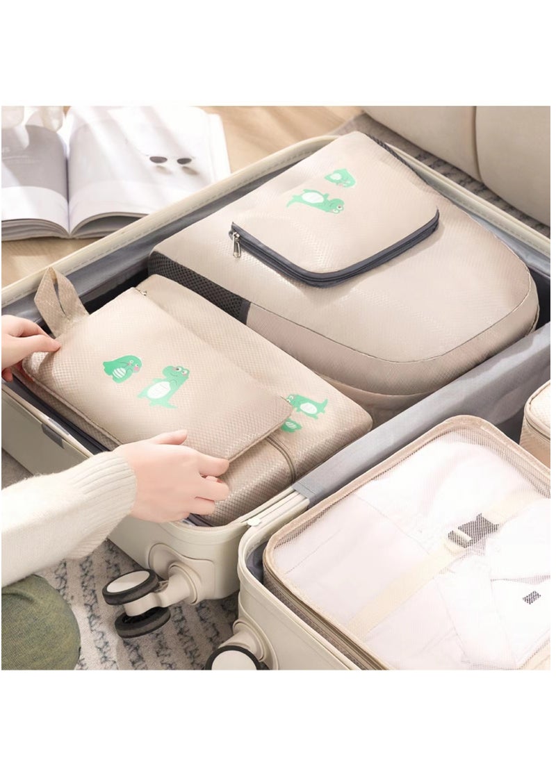 طقم تخزين كرتوني للسفر مكون من 5 قطع مع وظيفة حقيبة ظهر - حقيبة شبكية، حقيبة أحذية، حقيبة ظهر، حقيبة ملابس داخلية، جيب برباط - قماش أكسفورد - Image 4