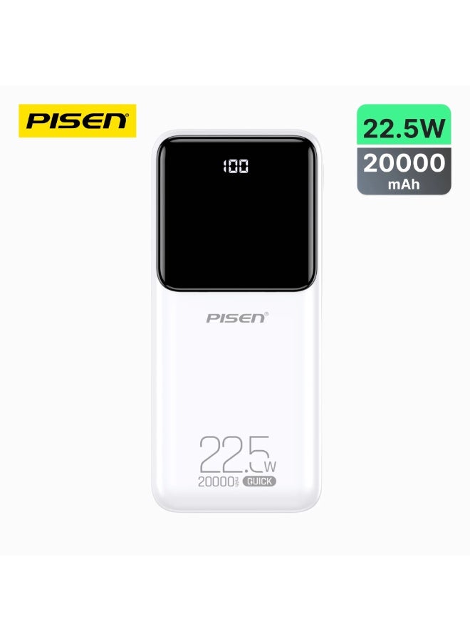 PISEN 20000mAh Power Bank, 22.5W Fast Charging, Semi Mirror Design, PD3.0 & QC3.0, USB-A/Type-C/Micro Input & Output, Portable External Battery TP-D039 - Image 1