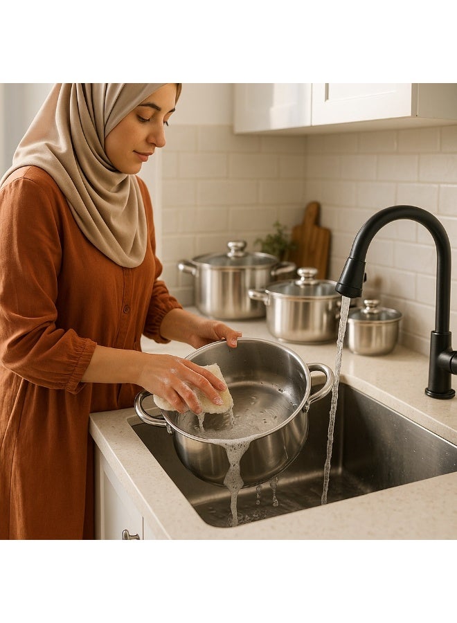 برايت هوم طقم أواني طهي من Bright Home – 10 قطع من الستانلس ستيل ثلاثي الطبقات – مناسب للحث الحراري وآمن للفرن وغسالة الصحون – مقابض باردة الملمس - Image 5