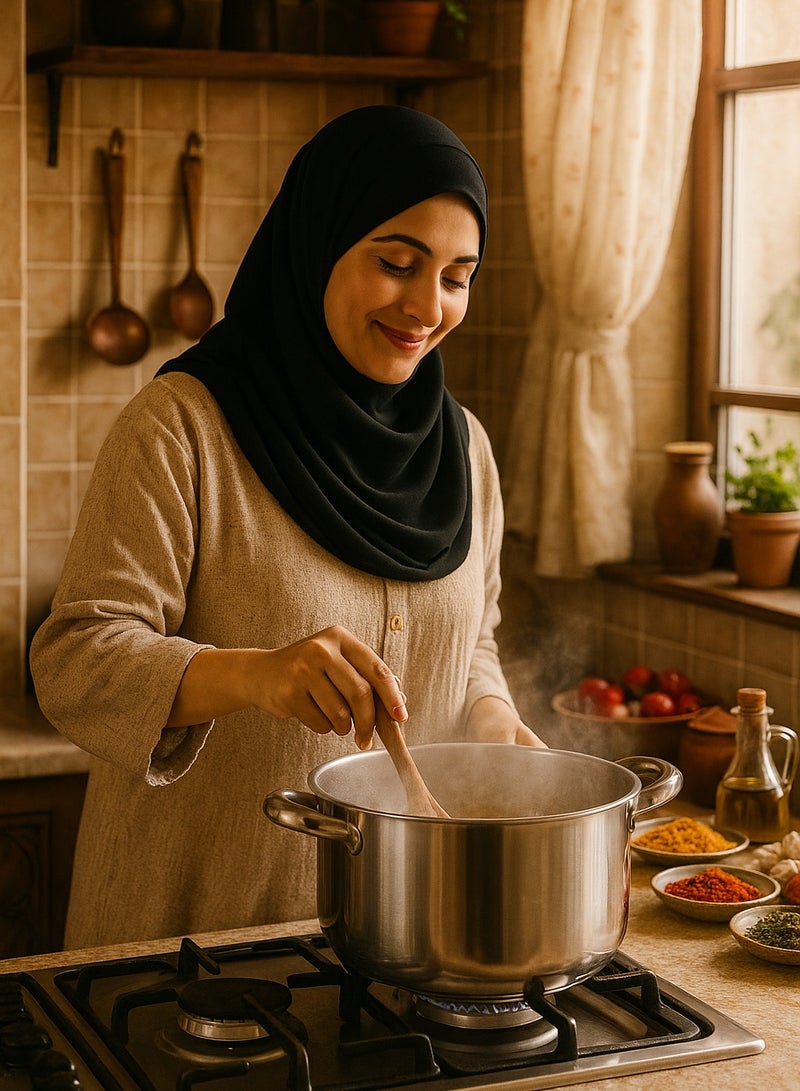 برايت هوم طقم أواني طهي من Bright Home – 10 قطع من الستانلس ستيل ثلاثي الطبقات – مناسب للحث الحراري وآمن للفرن وغسالة الصحون – مقابض باردة الملمس - Image 4