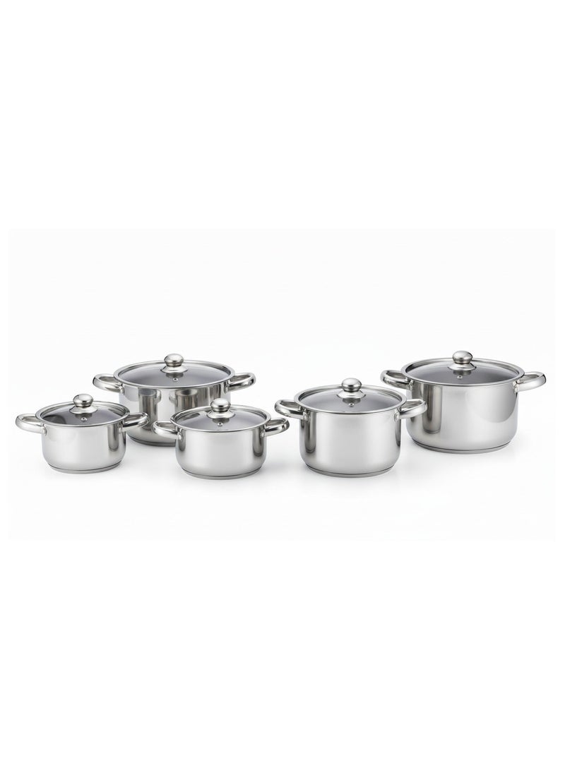 Bright Home 10-Piece Tri-Ply Stainless Steel Cookware Set – Induction, Oven & Dishwasher Safe – Cool-Touch Handles - Image 1