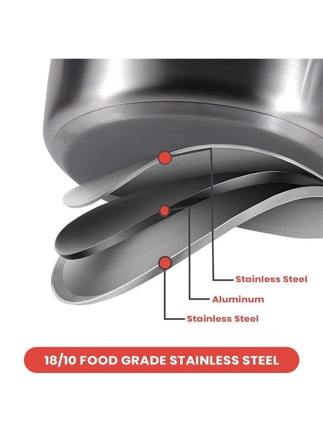 برايت هوم طقم أواني طهي من Bright Home – 10 قطع من الستانلس ستيل ثلاثي الطبقات – مناسب للحث الحراري وآمن للفرن وغسالة الصحون – مقابض باردة الملمس - Image 2