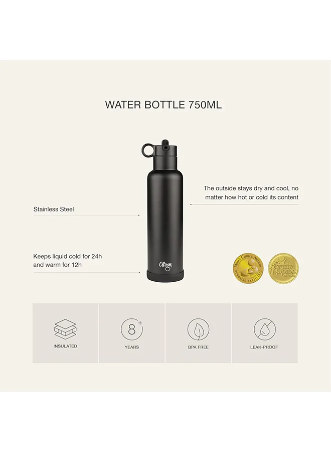 Citron Stainless Steel Water Bottle 750ml - Purple - Durable Double-Walled Thermos Bottle - BPA-Free, Leakproof & Eco-Friendly - Long-Lasting Hot & Cold Retention
