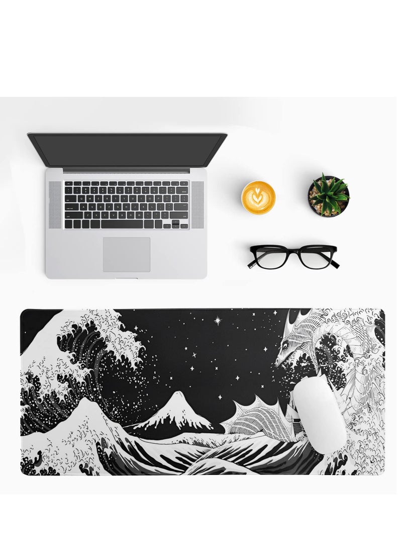 Extended Gaming Mouse Pad, 31.5x11.8 Inch Large Mouse Mat Desk Pad, Long Computer Keyboard Mouse Mat Mousepad with 3mm Non-Slip Base and Stitched Edge for Work, Game, Office, Home - Image 3