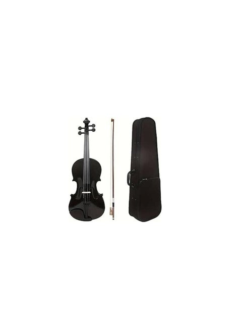4/4 Black Glossy Violin Made By Indian Solid Wood Perfect Choice for Violin Beginners Complete Set With Case, Bow and Rosin