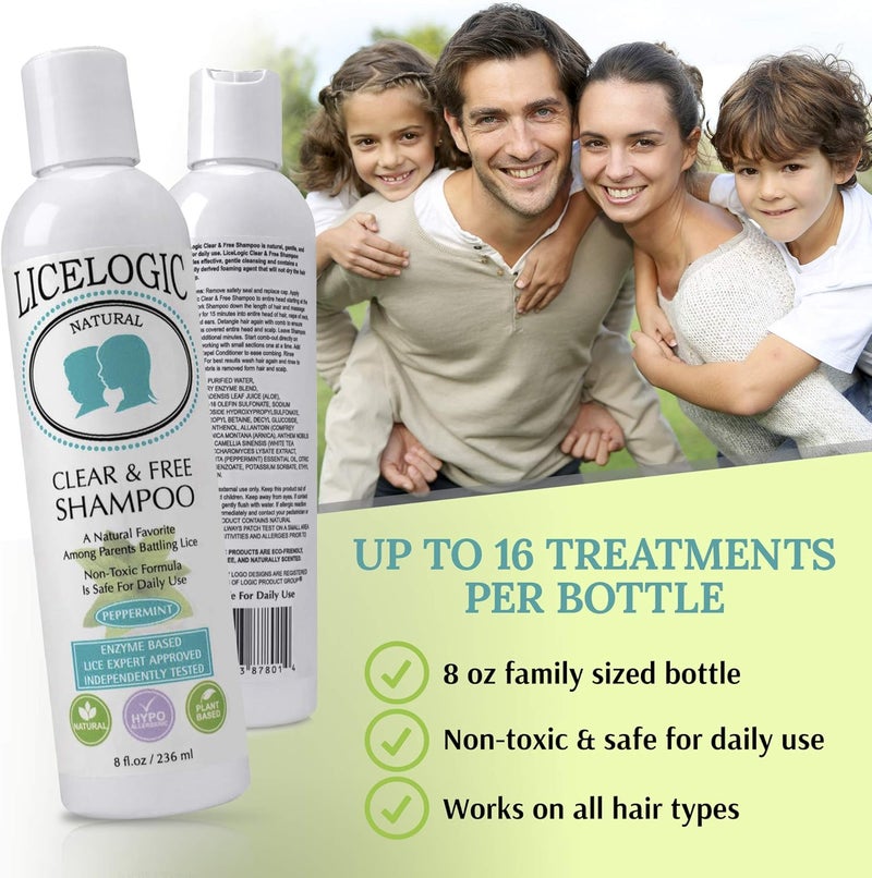LiceLogic Clear & Free Lice Treatment Shampoo, 8oz, Peppermint - Effective Against Super Lice, Kills Eggs & Nits, Prevents & Repels Lice, Not Toxic, Naturally Derived Licezyme, No Harsh Chemicals - Image 3