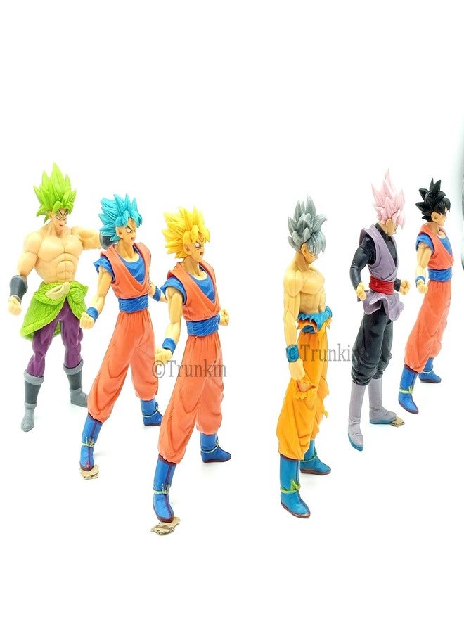 Trunkin DBZ Set of 6 Goku Super Saiyan 1 2 Ultra Instinct Broly Goku Black Zamasu Action Figure 16CM Self Standing Set of 6 Figurine - Image 2