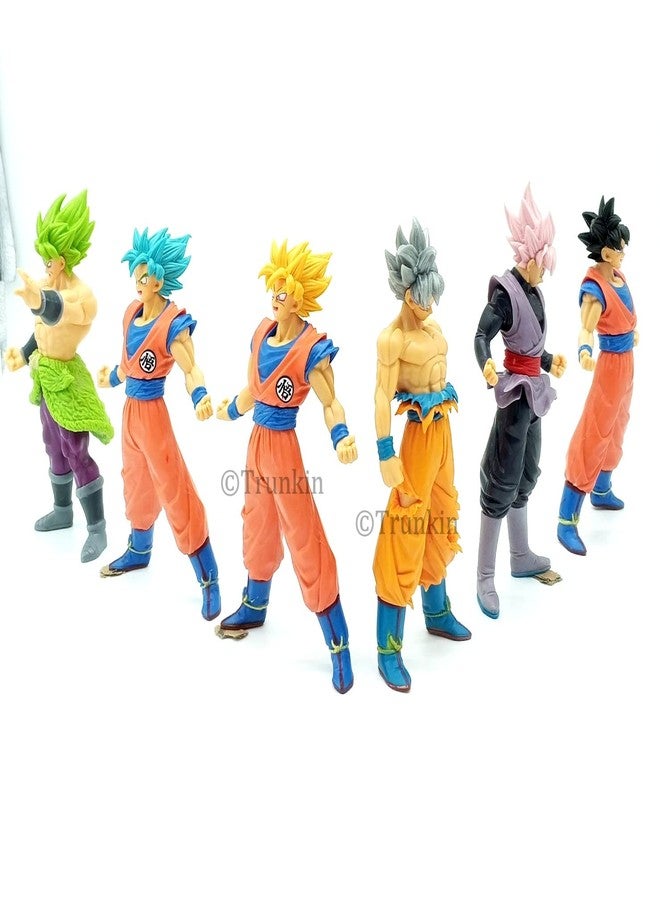 Trunkin DBZ Set of 6 Goku Super Saiyan 1 2 Ultra Instinct Broly Goku Black Zamasu Action Figure 16CM Self Standing Set of 6 Figurine - Image 3